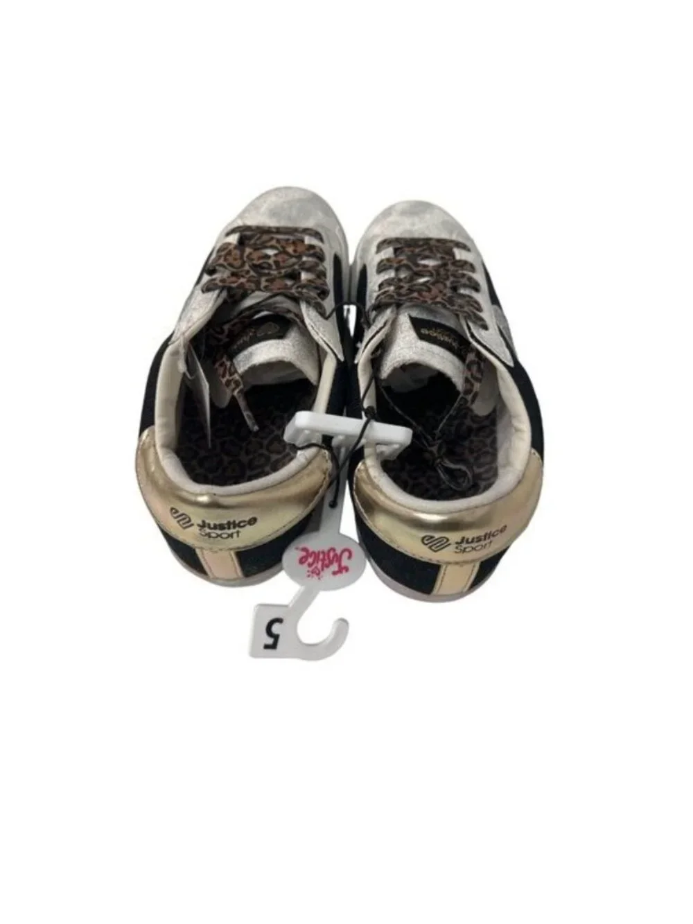 Justice Sport Metallic Silver & Black Sneakers